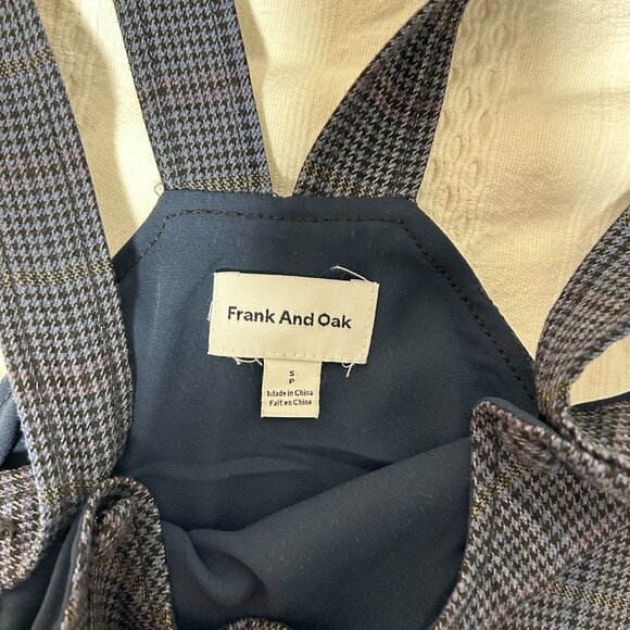 NWOT Frank and Oak Overall Dress with Pockets Blue Houndstooth - Picture 8 of 11